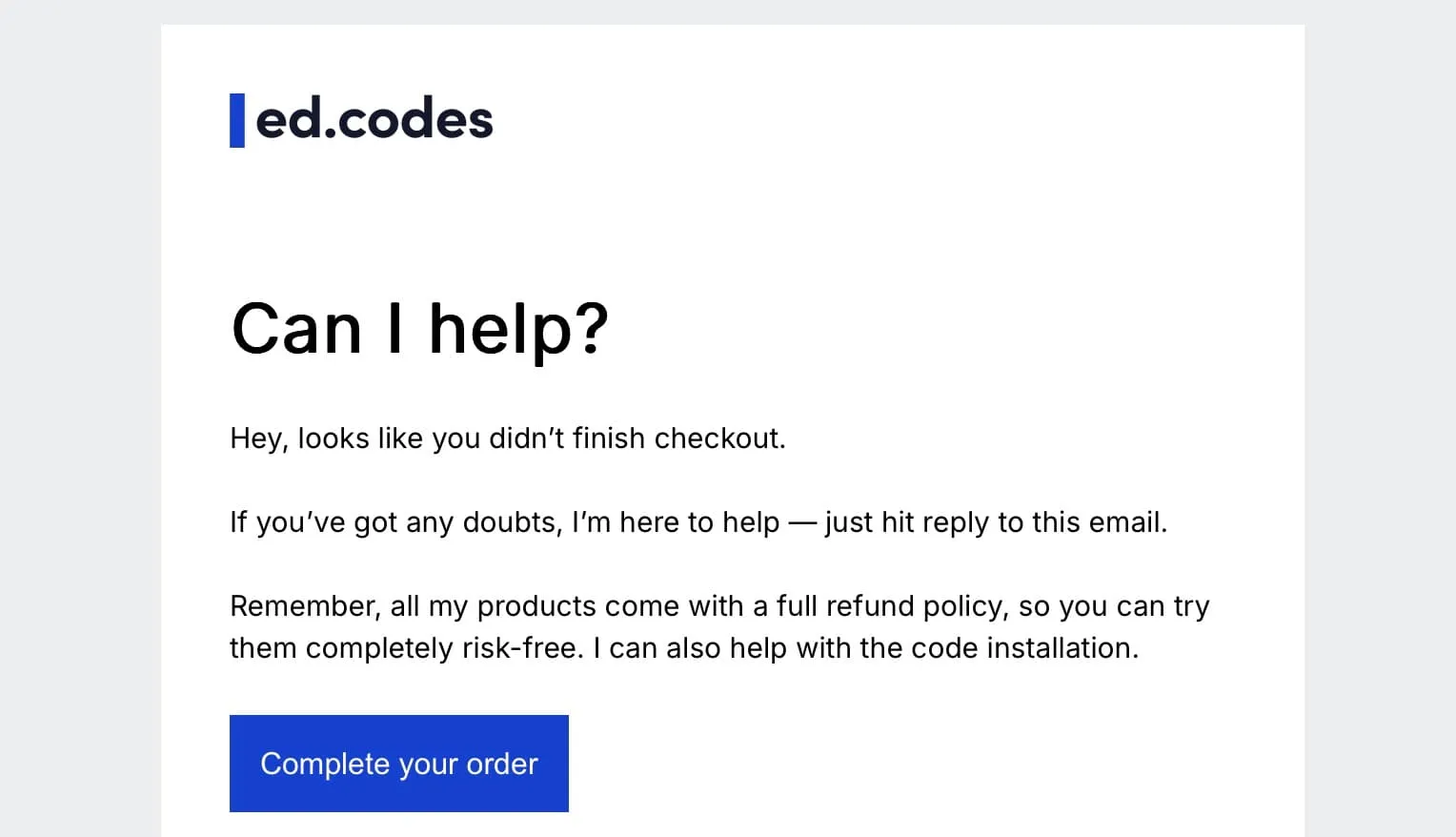 Abandoned checkout email