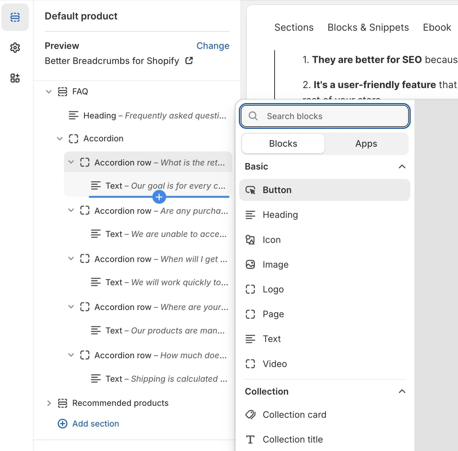 Theme blocks in action on Shopify Horizon themes
