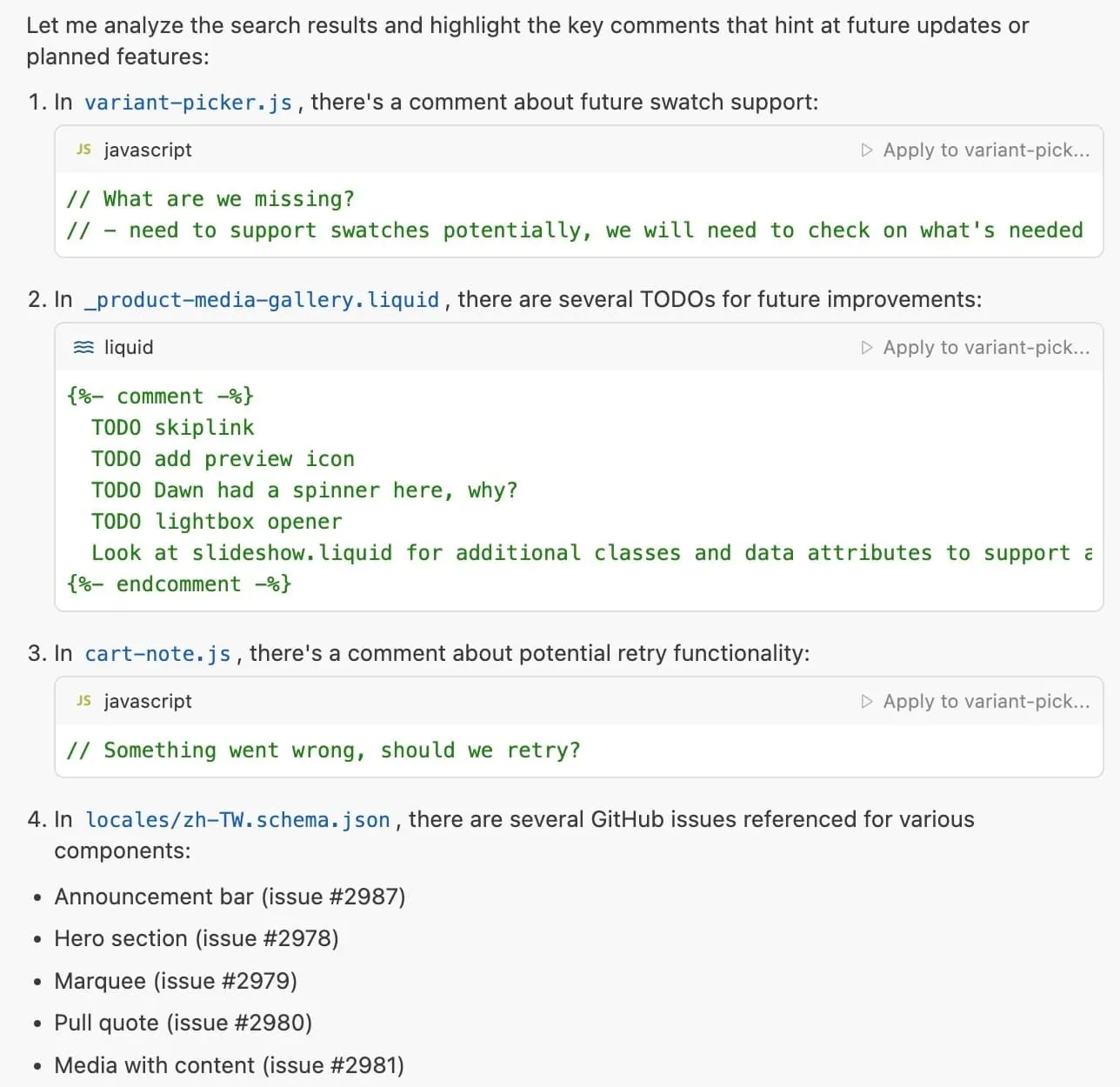 To do comments in Horizon