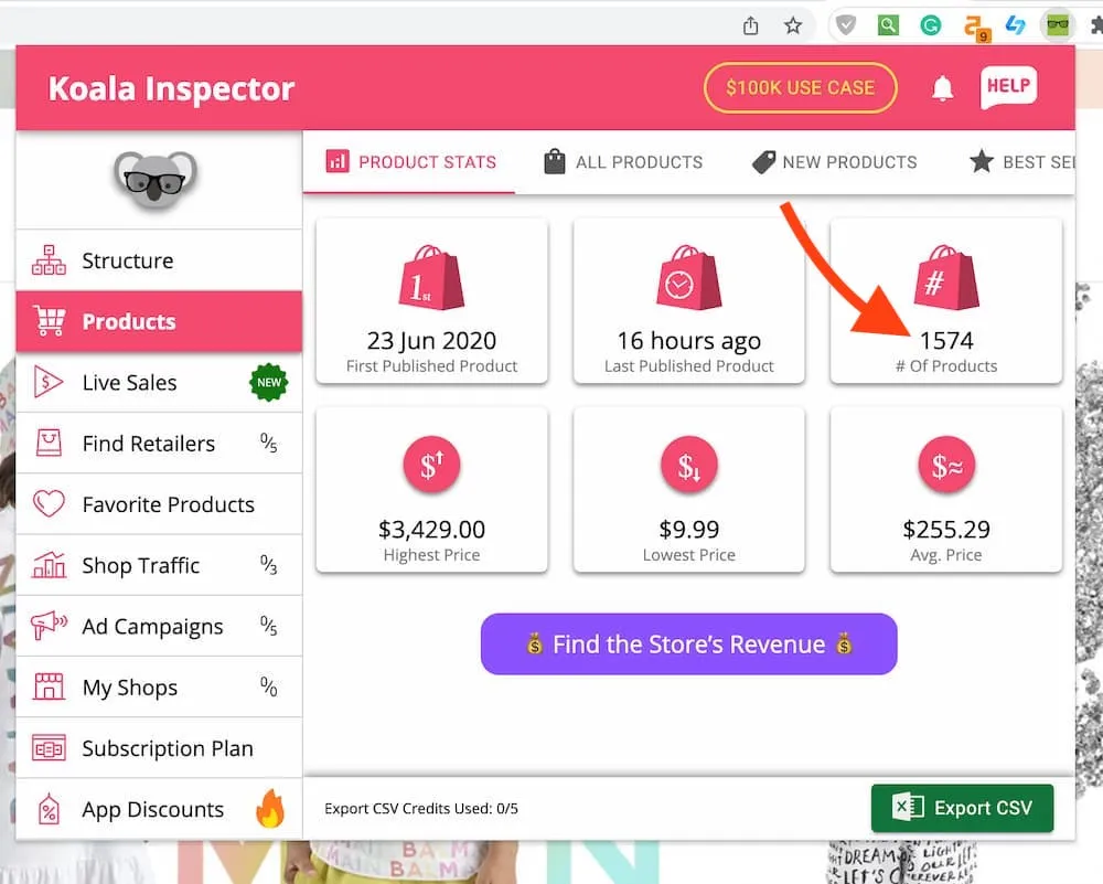 Using Koala Inspector for Shopify Product Count