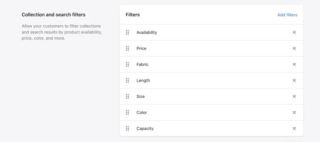 New filters in Shopify 2.0