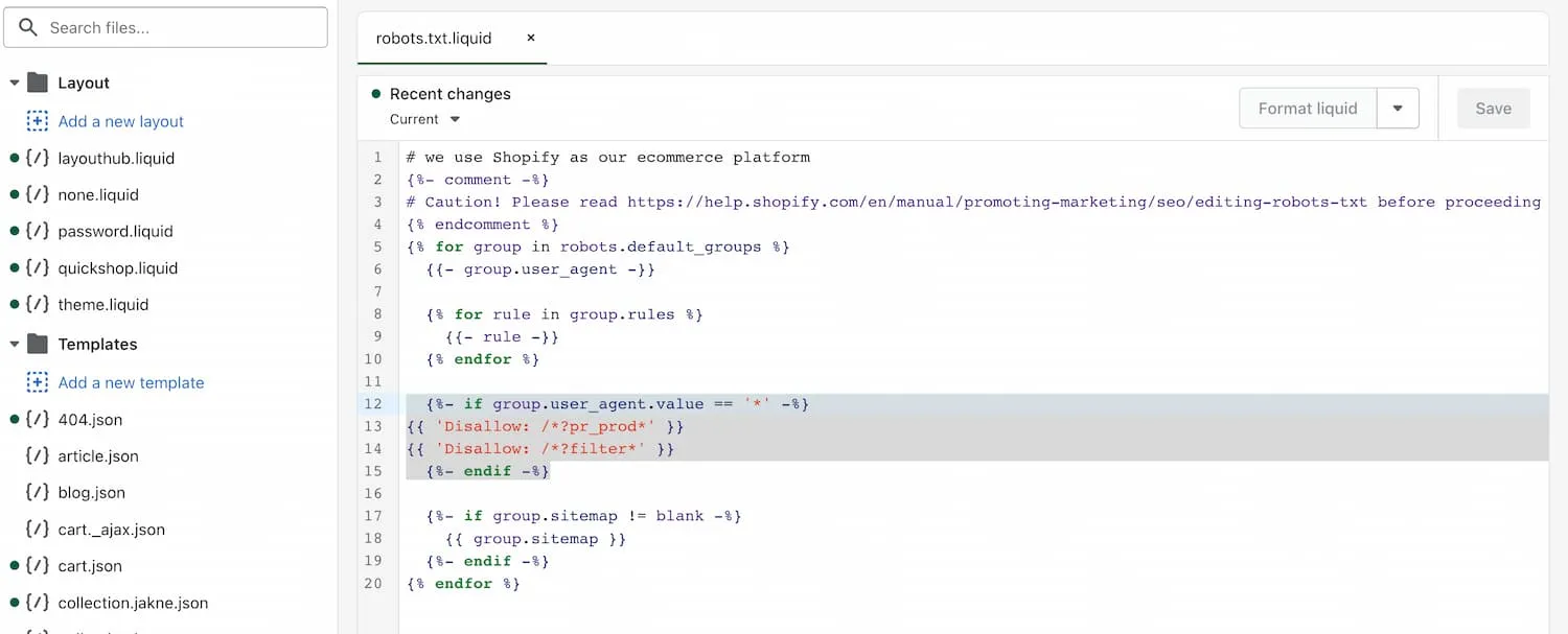 Editing Shopify&#x27;s robots.txt to disallow product pages with parameters