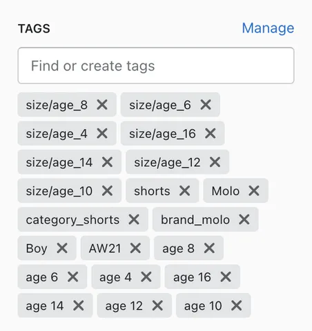 Too many tags due to filters